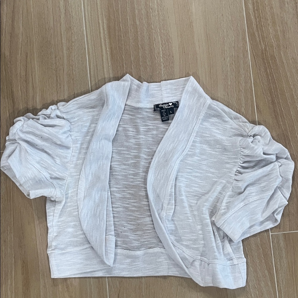 Gray Open-Front Cardigan